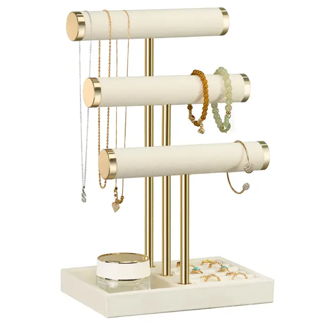 josmimic schmuckständer dreilagig beige