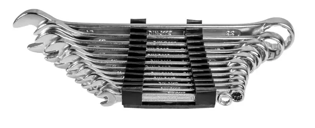 Brüder Mannesmann Gabelringschlüssel Set, 12-teilig - Gabelschlüsselsatz nach DIN 3113 - verchromter Satz Ring-Maulschlüssel mit polierten Köpfen, aus Chrom-Vanadium-Stahl - 6 bis 22 mm | M19652