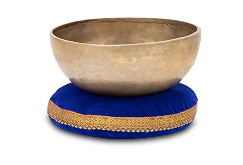 XDrum Omshanti Klangschale 22 cm Set - Gewicht: 1500g - handgemacht in Indien - ideal für Meditations- und Therapiezwecke - inklusive passendem Kissen
