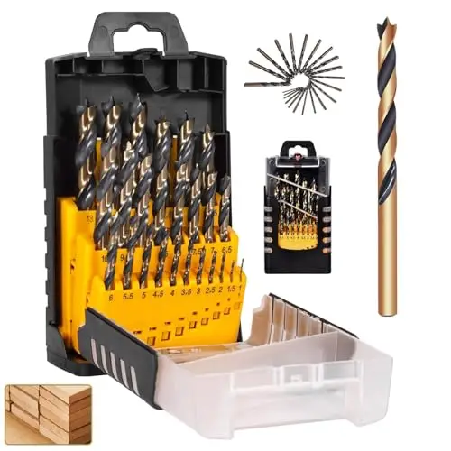 Holzbohrer Set 1-13mm, 25tlg, Wood Drill Bit Set [anhaltend Scharf & Präzise] HSS-G Bohrerset - Bohrer Set Holz - Holzspiralbohrer Set Mit brad point, 0,5mm Schritte