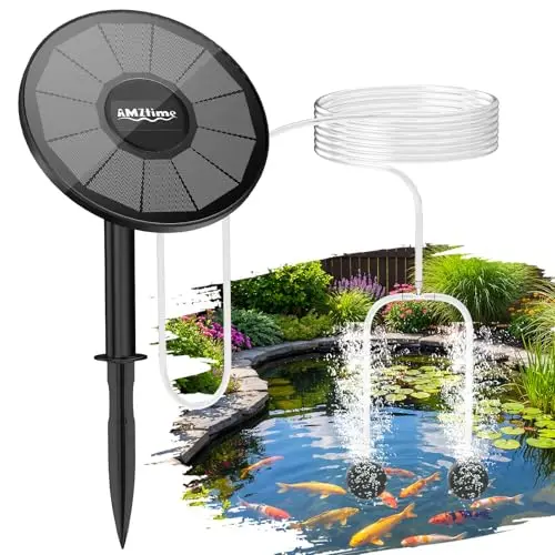 AMZtime Solar Sauerstoffpumpe für Gartenteich, Solar Teichbelüfter, Sauerstoffpumpe Oxygenator mit 2200 mAh Akku für Teich, Gartenteiche, Aquarium