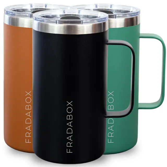 FRADABOX Neri Thermobecher 600 ml Schiebedeckel Braun