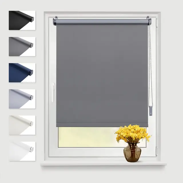 Eurohome Verdunkelungsrollo Thermo Rollo 70x160cm (Stoffbreite 66 cm) Grau Klemmfix ohne Bohren mit gleichfarbige Beschichtung Seitenzugrollo Oeko-TEX Standard 100 Klemmrollo für Fenster & Tür