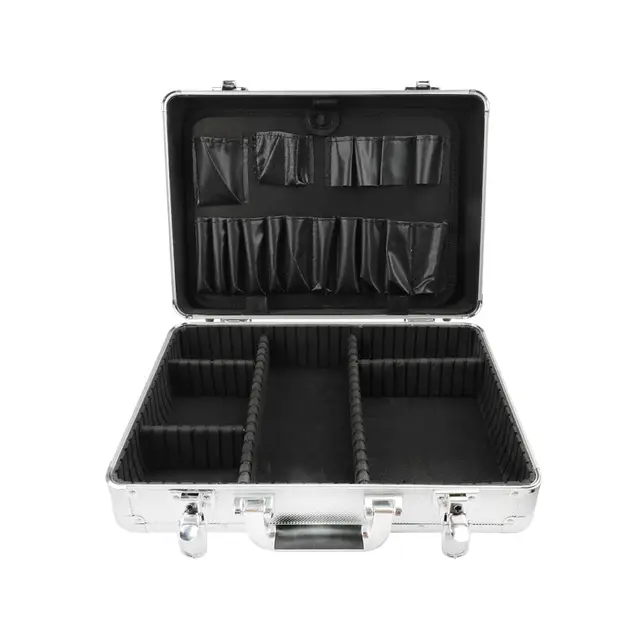Hoteche Aluminium Werkzeugkoffer 42.5 * 30.5 * 12.5cm mit 2 Langen und 3 Kurzen Trennwänden, Werkzeugtafel und Schultergurt - Profi Alu Koffer