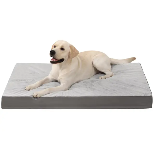 KSIIA Orthopädisches Hundebett 105x70 cm Grau, waschbar, wendbar