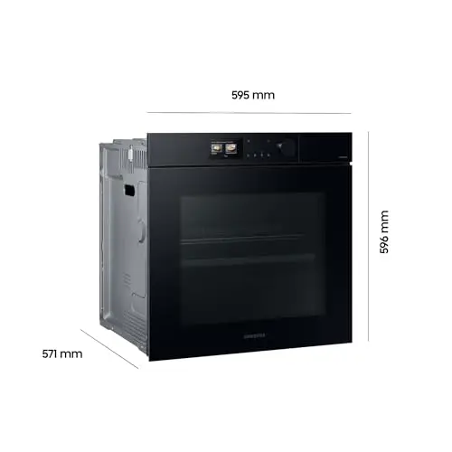 Samsung NV7B7997ADK/U1 Dual Cook Einbaubackofen, Dampfgaren mit 700-ml-Wassertank, 76 l, Pyrolytische Selbstreinigung, Automatische Türöffnung, Kamera, SmartThings Cooking, Air Fry, Schwarzes Glas