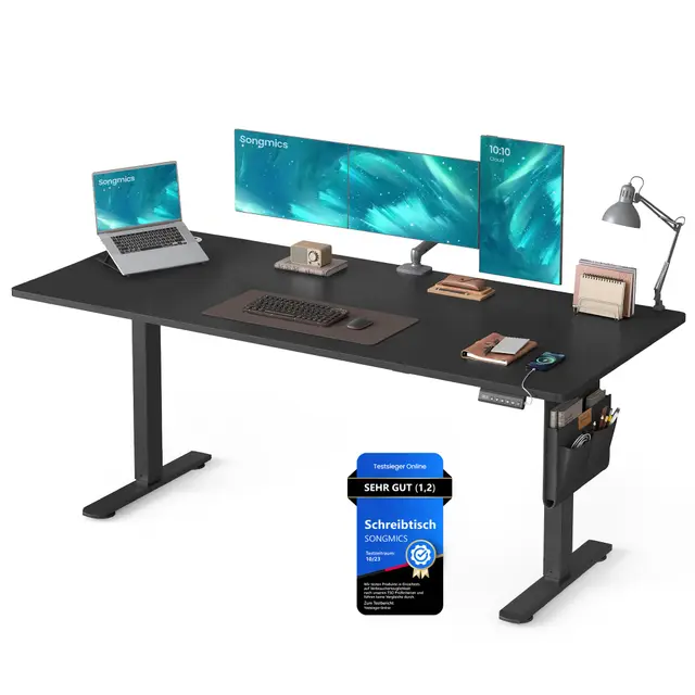SONGMICS Höhenverstellbarer Schreibtisch elektrisch 180x80cm USB-C