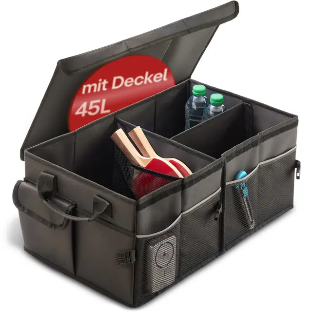 Praknu Kofferraum Organizer XXL 45L mit Deckel