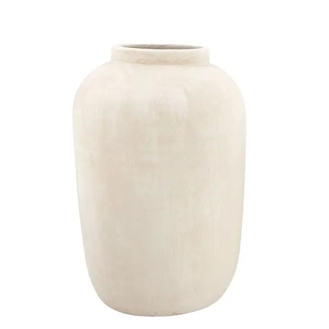 Bodenvase Avion 35cm - bauchig, Creme grau, Keramik, Ø24cm CreaFlor Home