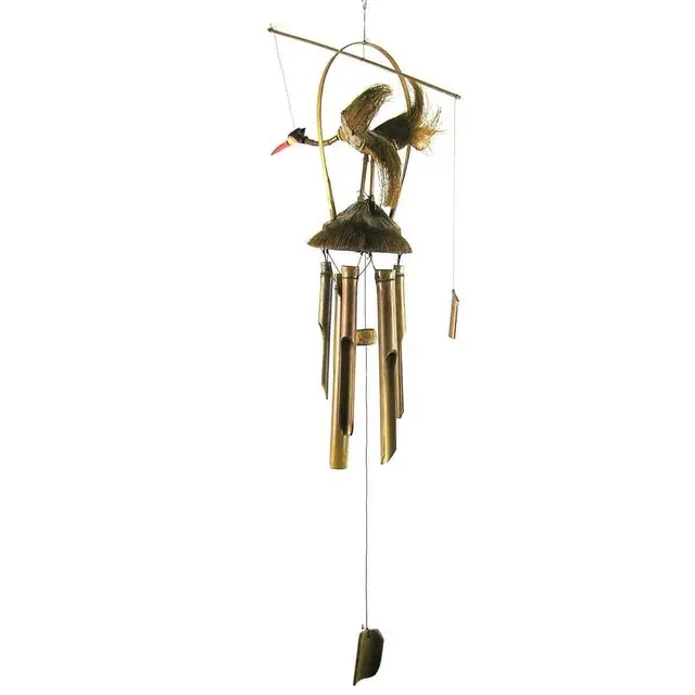 Simandra Windspiel Bambus Klangspiel Kranich-Design Braun