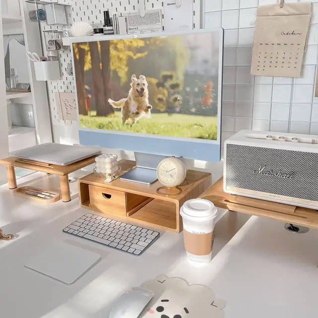rocdeer bambus monitorständer für 2