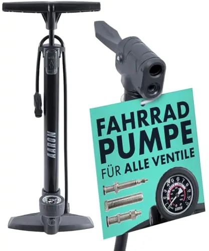 AARON AIR Fahrrad-Standpumpe mit Manometer für alle Ventile