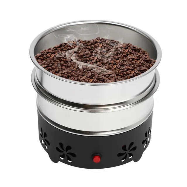 Elektrischer Kaffeeröster, 17W Elektronische Bohnenkühlmaschine 3500Rpm Kaffeeröstmaschine, Edelstahlgeflecht, zwei Schichten, 600g, für Westlichen Restaurants, Milchtee-Shop