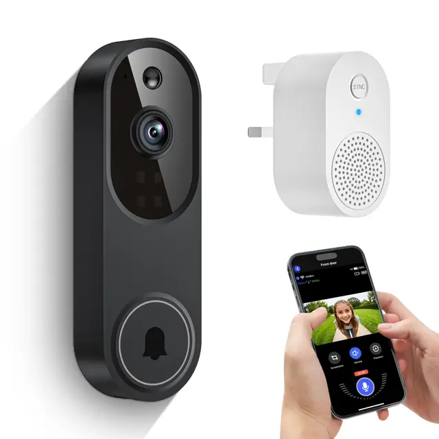 ClipBlur Kabellose WLAN-Video-Türklingel-Kamera mit Nachtsicht, Zwei-Wege-Audio, KI-Bewegungserkennung und Cloud-Speicher, 2,4 G WLAN
