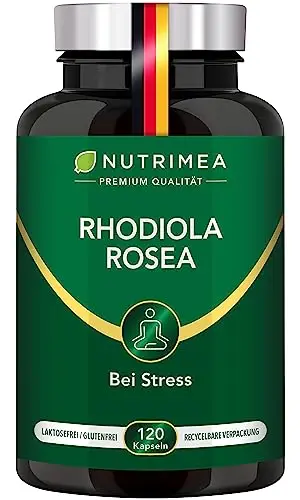 Rhodiola Rosea Kapseln Rosenwurz-Extrakt - Hochdosiert, Laborgeprüft – 3200 mg – 8:1-Extrakt 3% Salidrosid – Stress & Müdigkeit – Konzentration & kognitive Fähigkeiten – 120 vegane Kapseln