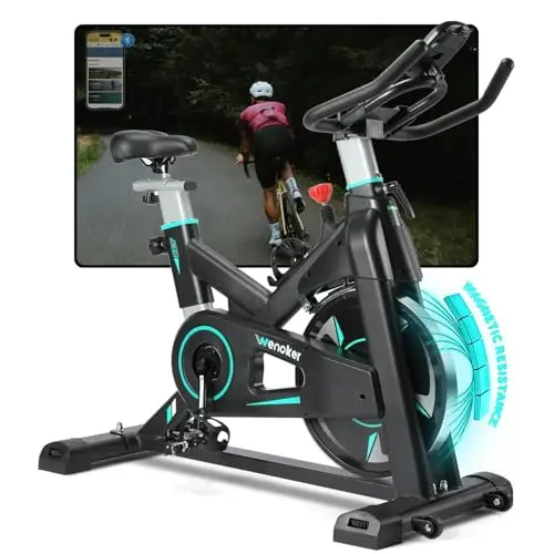 [2026 Update] WENOKER Heimtrainer – Flüsterleises Indoor Spinning Bike, Ergometer mit Magnetwiderstand, schwerem Schwungrad, LCD-Monitor, stationäres Fahrrad, Belastbar bis 160 kg