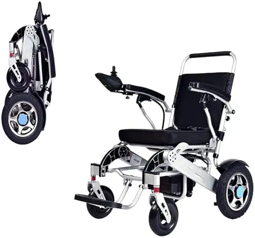 AtKits Leichter, zusammenklappbarer, elektrisch betriebener Rollstuhl, tragbarer Smart Chair, persönlicher Mobilitätsroller-Rollstuhl – elektrischer Antrieb oder manuelle Manipulation
