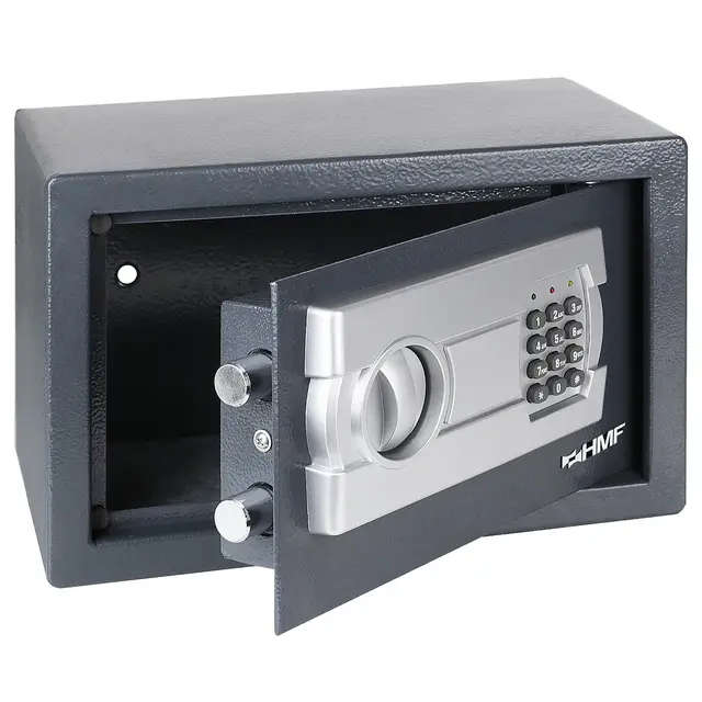 HMF Safe Tresor für Zuhause, Hotel oder Büro, Möbeltresor mit Zahlenschloss für DIN A5 Dokumente | 31 x 20 x 20 cm | Anthrazit