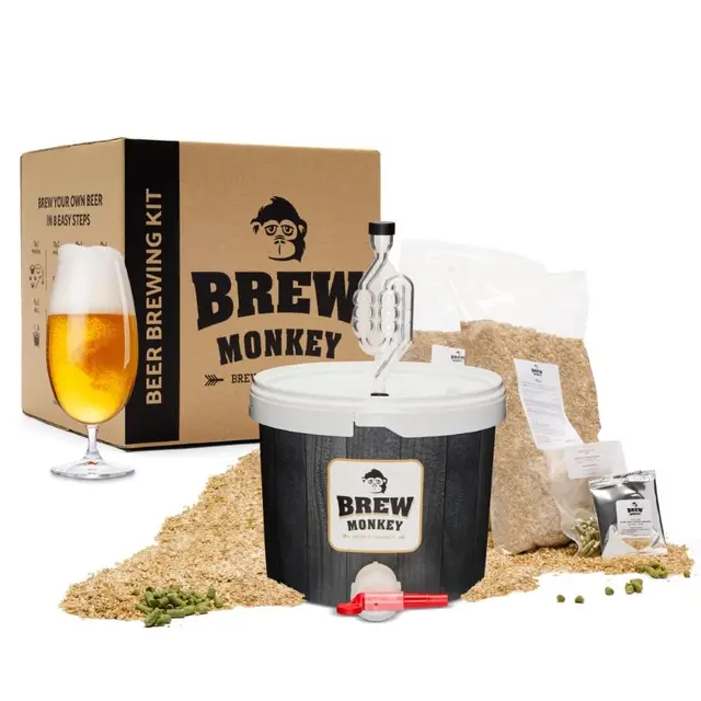 Brew Monkey® Bierbrauset Helles | Basic Set 5 Liter Bier | 5,7% Vol. | Bier Brauen Set | Männergeschenke | Bier Geschenke für Männer| Geschenke für Papa