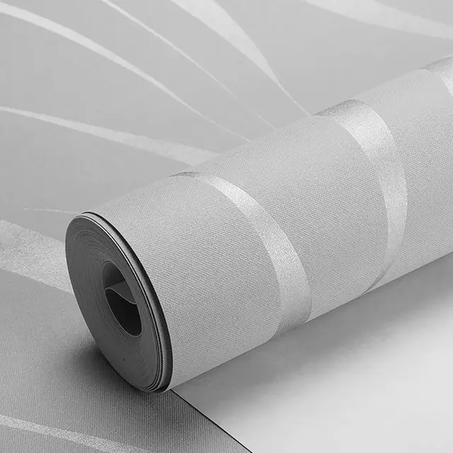 Tapete Silber Grau Vliestapete 3D Glitzernde Wellenstreifen Streifentapete Wanddekoration in Wohnzimmer, Schlafzimmer und Büro 0,53m x 9.5m