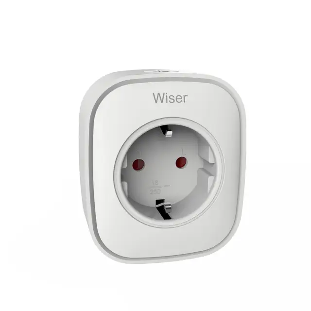 Schneider Electric Wiser Smart Plug, Smart Home Zwischenstecker, Steuerung per App, Zigbee, über Hub kompatibel mit Matter, Alexa, Google, Apple, Artikelnummer CCTFR6501