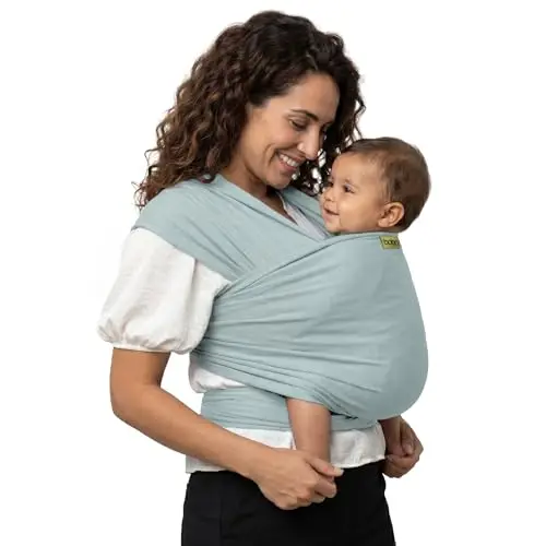 Boba Babytragetuch ab Geburt bis 15 kg - Kuschelweiche & Atmungsaktive Bambusviskose, Tragetuch Baby Neugeboren bis Kleinkind, Einfach zu Binden (Serenity Meeresnebel)