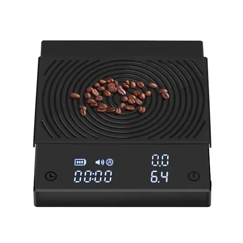 Black Mirror Basic 2, TIMEMORE Kaffeewaage mit Timer, Durchflusskontrolle, 0,1g Genauigkeit, mit automatischem Timer, 2000g Kapazität, Schwarz