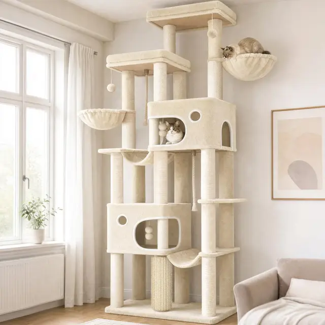 Hzuaneri Kratzbaum XXL 213 cm für Maine Coon, Beige (MS21418YL)