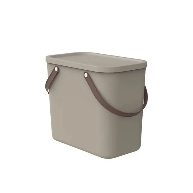 Rotho Albula Aufbewahrungsbox mit Deckel 25l | Praktische Box mit Henkel | sicher verschließbar | stapelbar & platzsparend | pflegeleicht | beige