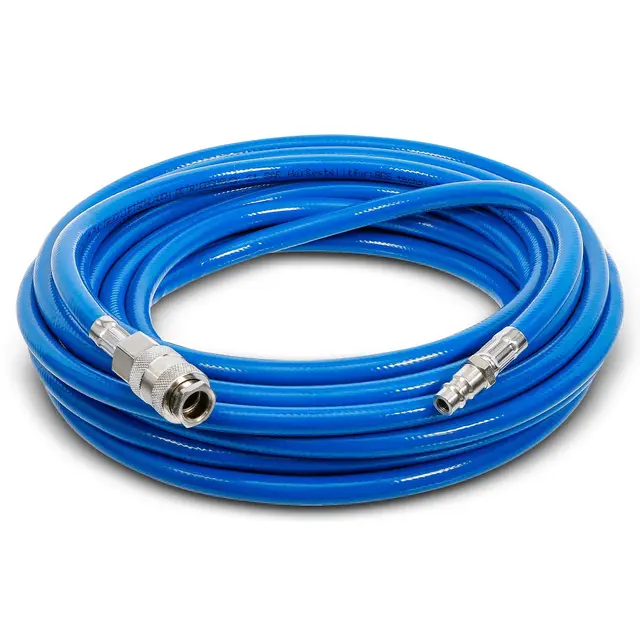 BGS 3250 | Druckluftschlauch | 10 m | Innendurchmesser 6 mm | Druckluftanschluss 1/4" | PVC-Gewebe | mit Schnellverschlusskupplung und Stecktülle