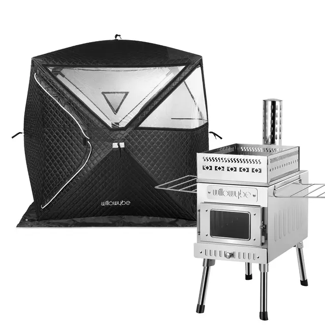 WILLOWYBE Portables Outdoor-Sauna-Set mit Saunazelt und Holzofen
