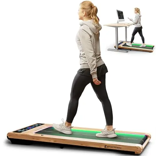 Sportstech sWalk Walking Pad, Laufband für Zuhause klappbar mit Steigung 7,5%, Laufband Schreibtisch, Under Desk Treadmill, 8 km/h, leise, App, LCD Display, bis 120 kg, Homeoffice Fitnessgerät
