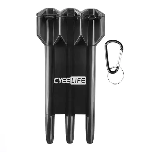 CyeeLife Dart case,Speichert Set von 3 Dart mit Integriertes Dartflug und Schaftsystem,Darts Aufbewahrungsbox (Schwarz)