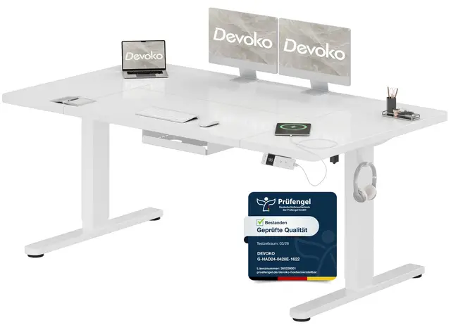 Devoko 160x80cm Höhenverstellbarer Schreibtisch
