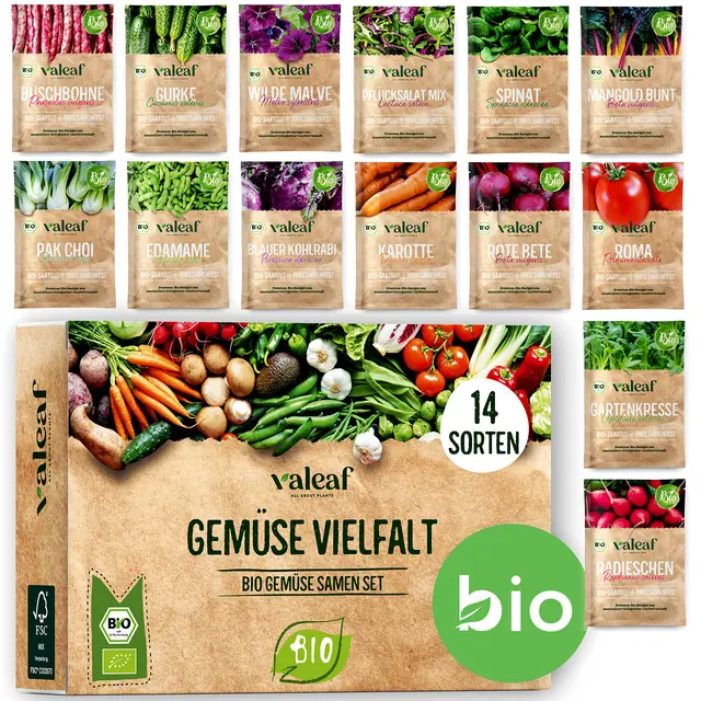 valeaf bio gemüse samen set 14 sorten