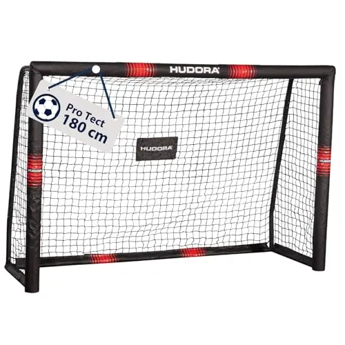 HUDORA Fußballtor Pro Tect - großes Fußballtor für Kinder und Erwachsene - Schaumstoff ummanteltes Fußballtor mit Netz - Hochwertiges Outdoor Tor mit Aufprallschutz
