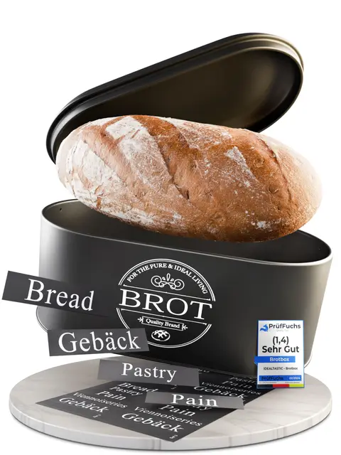 IDEALTASTIC Premium 2in1 Brotkasten Schwarz Matt