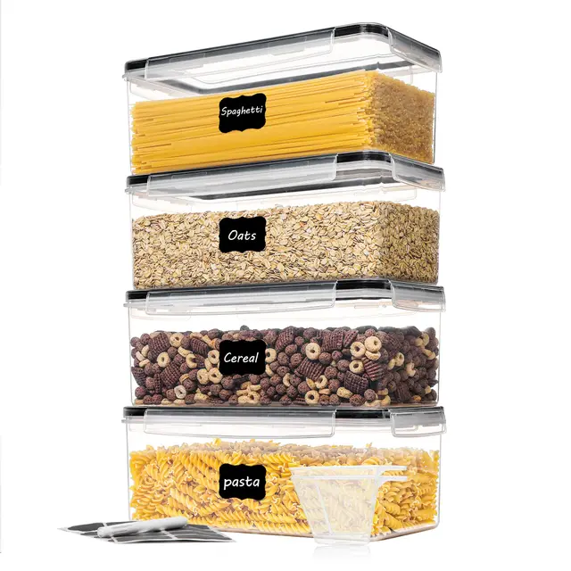 Vtopmart 3.2L Vorratsdosen mit Deckel Luftdicht 4er Set, BPA Frei Aufbewahrungsbox Küche,Spaghetti Aufbewahrung Pasta Vorratsbehälter für Nudeln Müsli Cornflakes