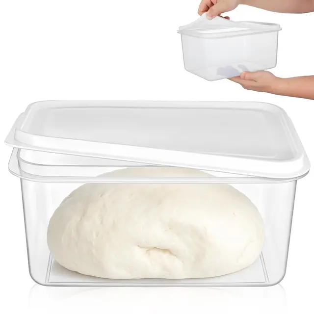 BESTOYARD Pizzaballenbox mit Deckel 4L, Luftdichte Gärbox für Pizzateig, Sauerteig, Brotteig, Lebensmittelechte Teigbox BPA-Frei, Platzsparend für Kühlschrank, 27x20x12 cm