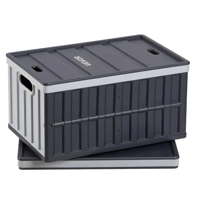 VEVOR Klappbox 65 L mit Deckel, 2er-Pack, Grau/Schwarz