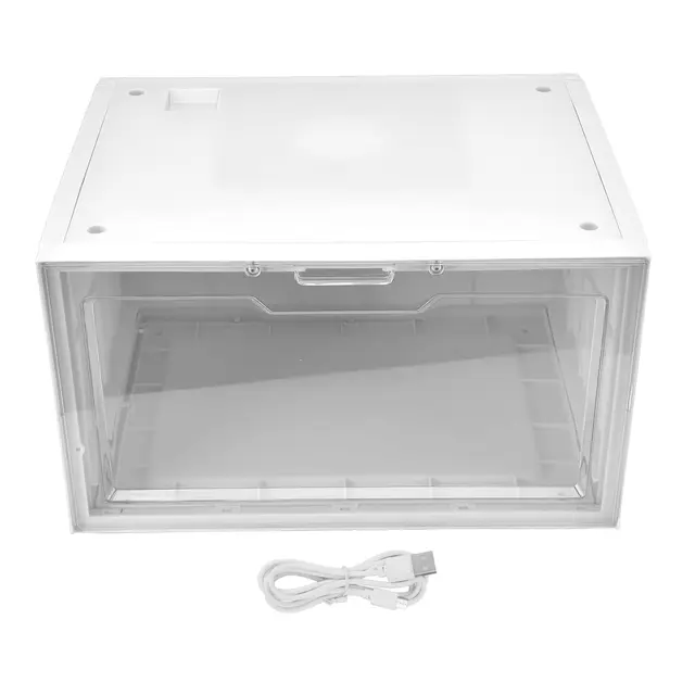 GLOGLOW Transparente Schuhvitrine mit Sprachsteuerung, LED-Lichtern, stapelbar, für Zuhause, Einkaufszentrum (Weiß)