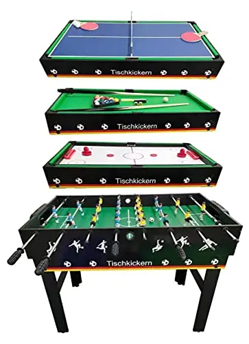 Izzy Multifunktionale Spieltische 4-in-1-Tisch und Einzeltisch für Tischfußball, Billardtisch, Tischtennis, Speedhockey, Billard und Tischtennis