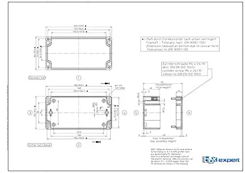 BOXEXPERT Kunststoff-Gehäuse Serie Elbe 160x80x55mm IP 65 grau RAL7015 Schaltschrank Verteilerkasten