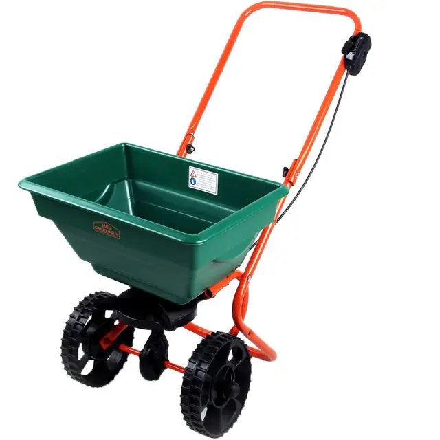GARDEBRUK® Streuwagen 25L Streumenge einstellbar große Räder Saatgutstreuer Düngerstreuer für Salz Dünger Rasen Split Saatgut