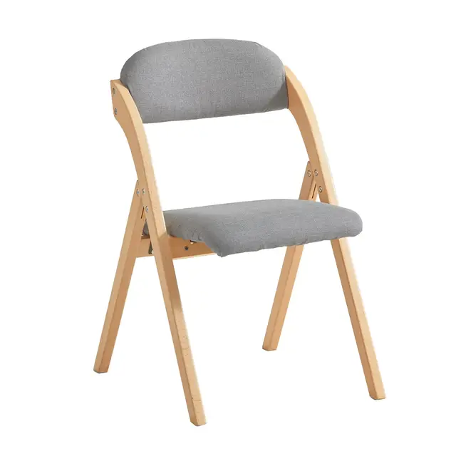 SoBuy Klappstuhl Holz gepolstert – Klappstuhl ergonomisch & faltbar, Küchenstuhl Esszimmerstuhl Balkonstuhl platzsparend, fertig montiert Hellgrau 47,5x77x59 cm FST92-N