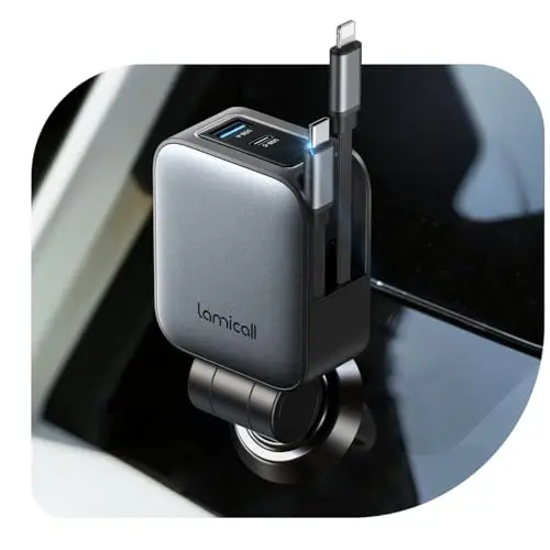 Lamicall 4-in-1 KFZ-USB-Ladegerät 75W mit einziehbaren Kabeln