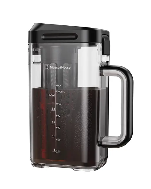 Maestri House Kompakte Kaltgebrüh-Kaffeemaschine, 1,2L Cold Brew Coffee Maker, platzsparender Tritan-Krug, 350 Mesh-Filter, 100% auslaufsicher, Schwarz
