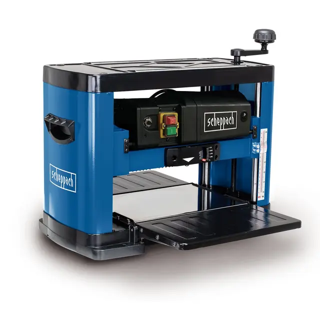 Scheppach Dickenhobel PLM1800 Hobelmaschine | Hobelbreite 330mm | Durchlasshöhe 152mm | Spanabnahme 0,8-2,8mm | 1500W Leistung | 2 Hobelmesser | Dickentisch 330x630mm | für Balken, Bretter & Bohlen