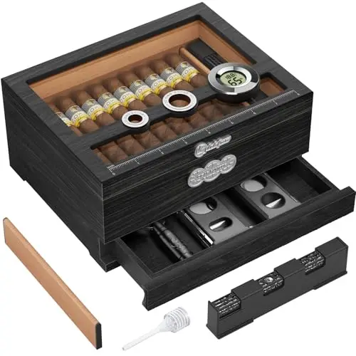 lihtun zigarren humidor glas top desktop