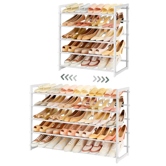 favoosty 5-ebenen schuhregal metall weiß